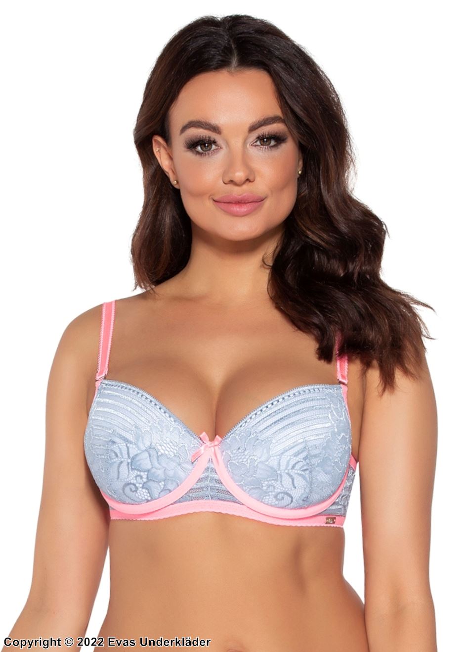 Exclusive push-up bra, floral lace, cheerful colors